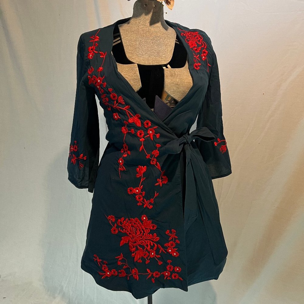 Embroidered Wrap Tunic